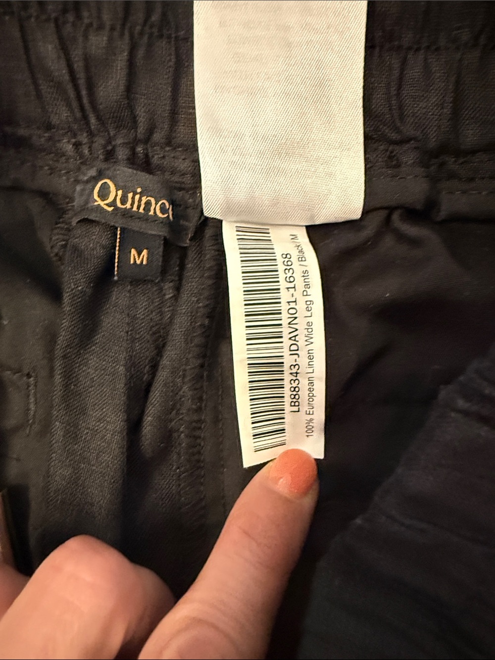 Quince Women’s Black linen Elastic Drawstring pants - Picture 2 of 3
